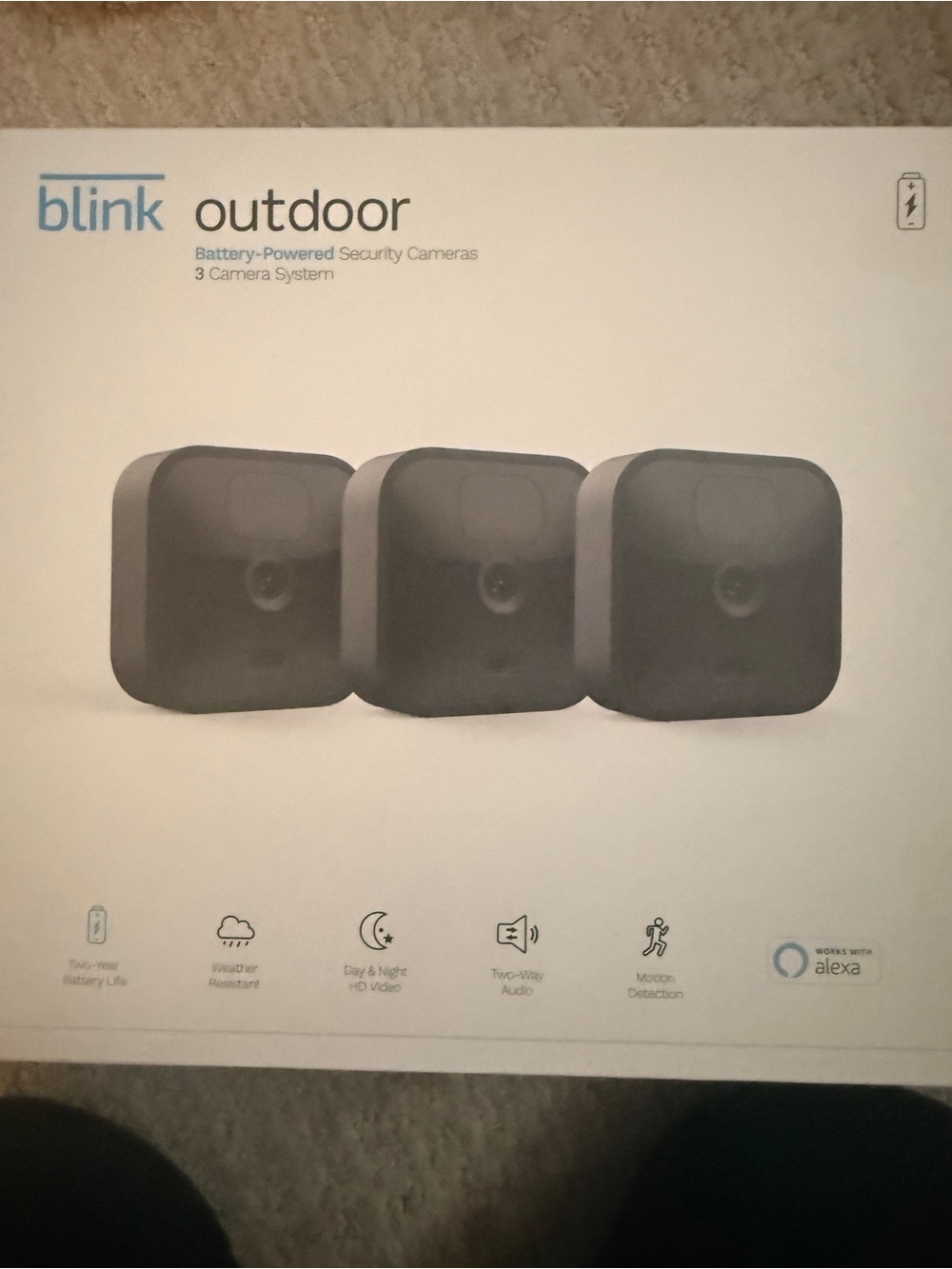 NWOT Blink Outdoor Battery-Powered Security Cameras - Black (3 Pack)